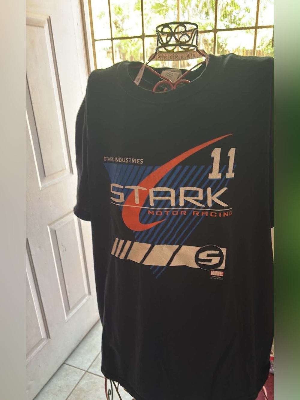 Marvel Stark Motor Racing Graphic Tee - Black with Blue & Orange